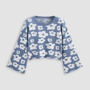 CIDER FLORAL BELL SLEEVE KNITTED CROP TOP SIZE 4XL